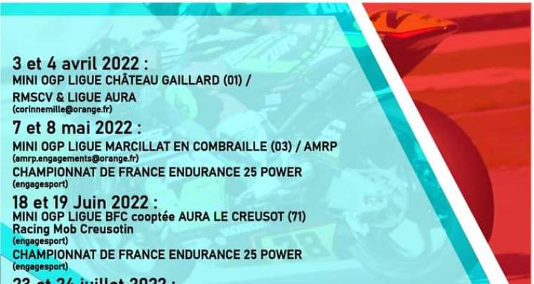 1ère Manche Championnat Ligue AuRA, MINI OGP, Dim 3 Avril à Château-Gaillard