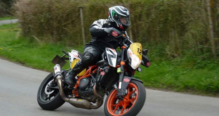 Rallye de la Sarthe, 1<sup>ere</sup> épreuve du championnat de France, 7 et 8 Avril 2018 GAMBINO Davy, #12, KTM 690 Duke R  Catégorie Rallye 2